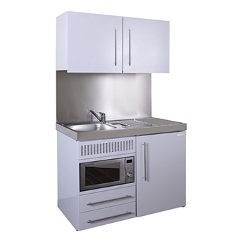 1200mm Commercial Eyeline Silver Mini Kitchen with Wall Cupboards